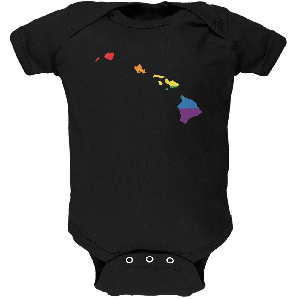 Hawaii LGBT Gay Pride Rainbow Black Soft Baby One Piece Baby One Piece Old Glory 0-3M Black 