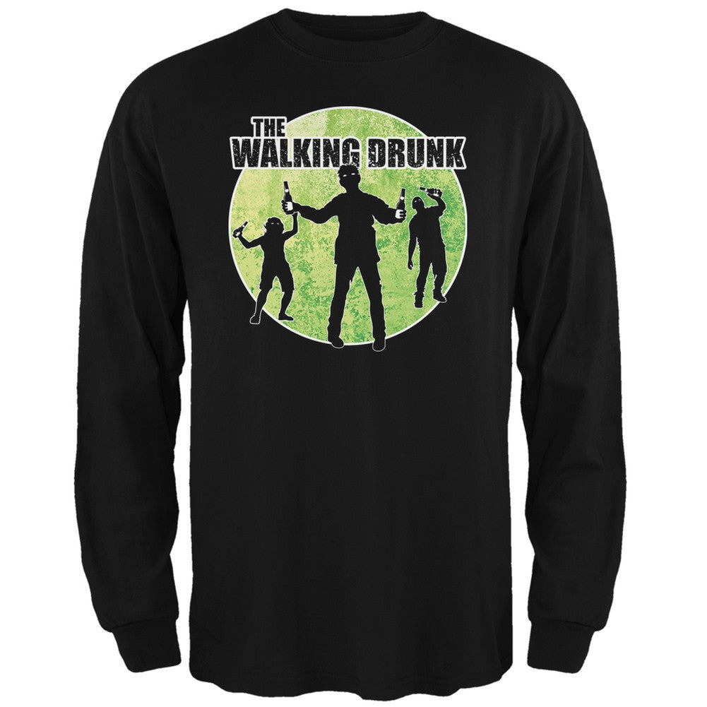 "The Walking Drunk" Long Sleeve Adult T-Shirt for St. Patricks Day Men's Long Sleeves Old Glory SM Black 