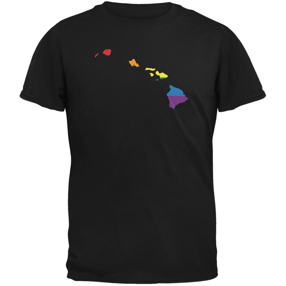 Hawaii LGBT Gay Pride Rainbow Black Adult T-Shirt Men's T-Shirts Old Glory 2XL Black 