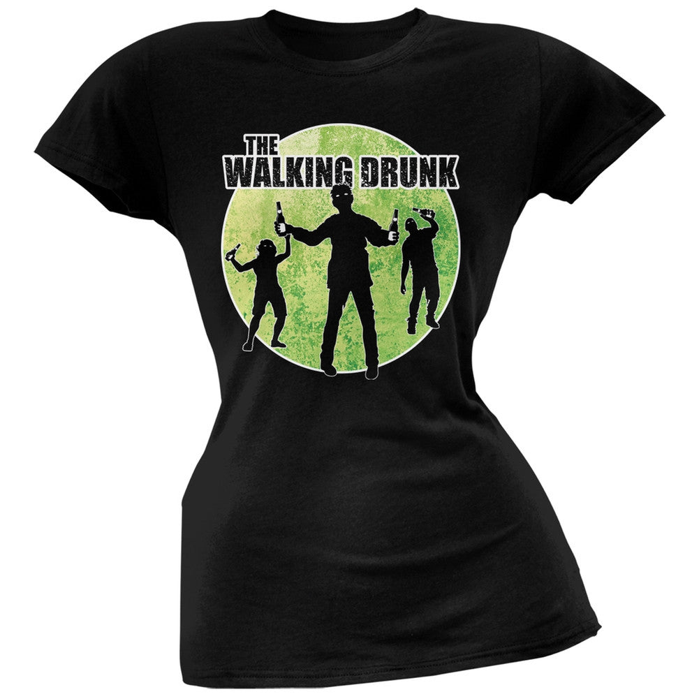 St. Patricks Day - The Walking Drunk Black Soft Juniors T-Shirt Juniors T-Shirts Old Glory 2XL Black 