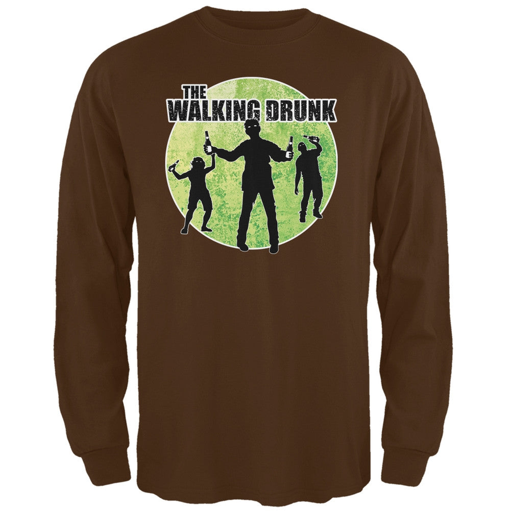 St. Patricks Day - The Walking Drunk Brown Adult Long Sleeve T-Shirt Men's Long Sleeves Old Glory 2XL Brown 