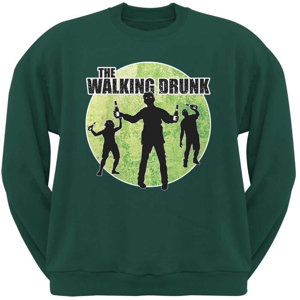 St. Patricks Day - The Walking Drunk Forest Green Adult Sweatshirt Men's Sweatshirts Old Glory 2XL Green 