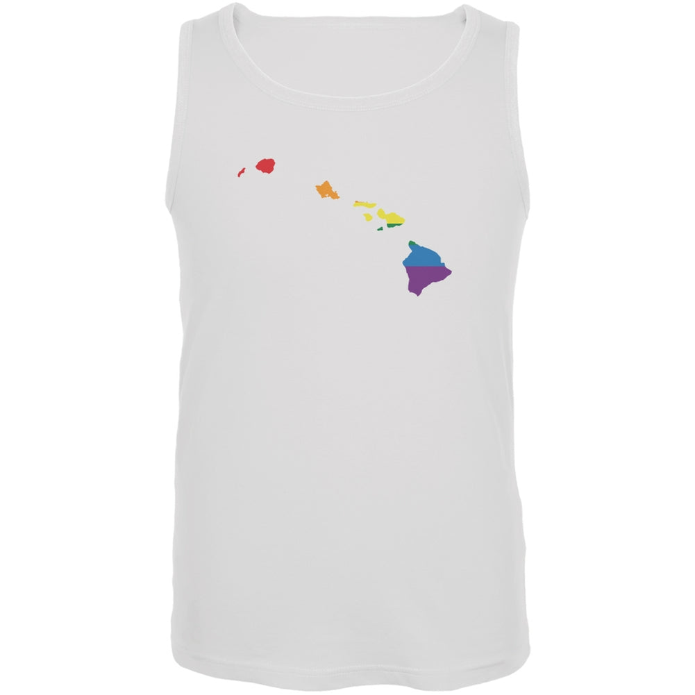 Hawaii LGBT Gay Pride Rainbow White Adult Tank Top Men's Tank Tops Old Glory 2XL White 