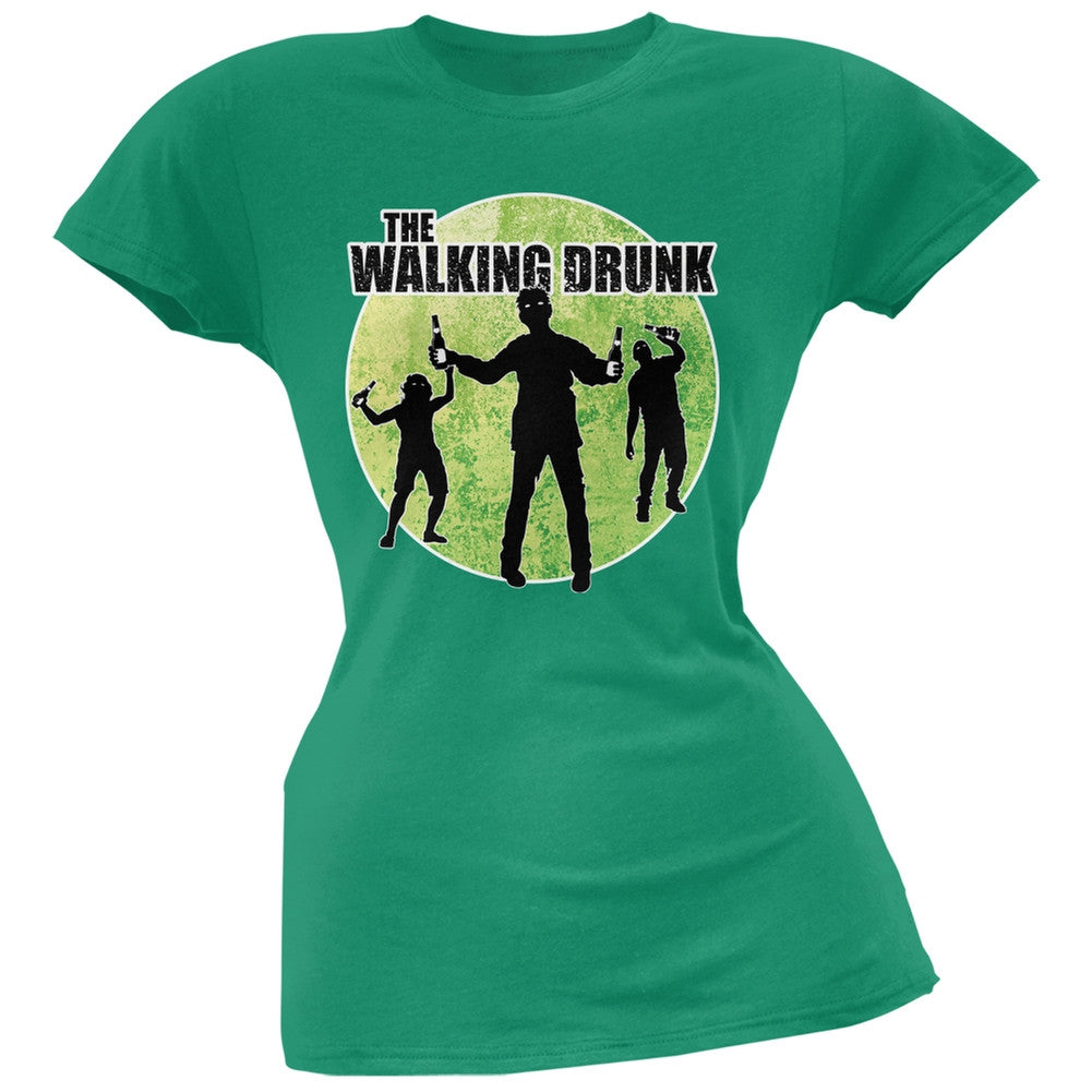 St. Patricks Day - The Walking Drunk Kelly Green Soft Juniors T-Shirt Juniors T-Shirts Old Glory 2XL Green 