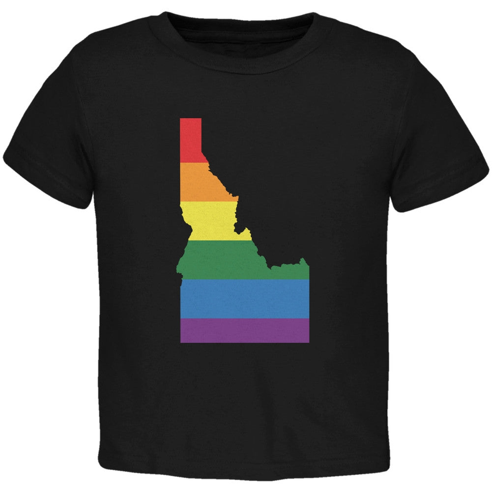 Idaho LGBT Gay Pride Rainbow Black Toddler T-Shirt Toddler T-Shirts Old Glory 2T Black 