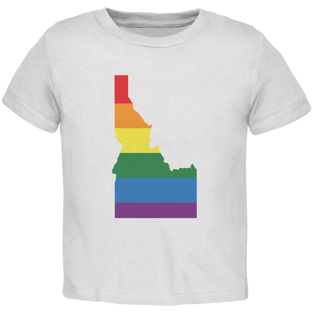 Idaho LGBT Gay Pride Rainbow White Toddler T-Shirt Toddler T-Shirts Old Glory 2T White 