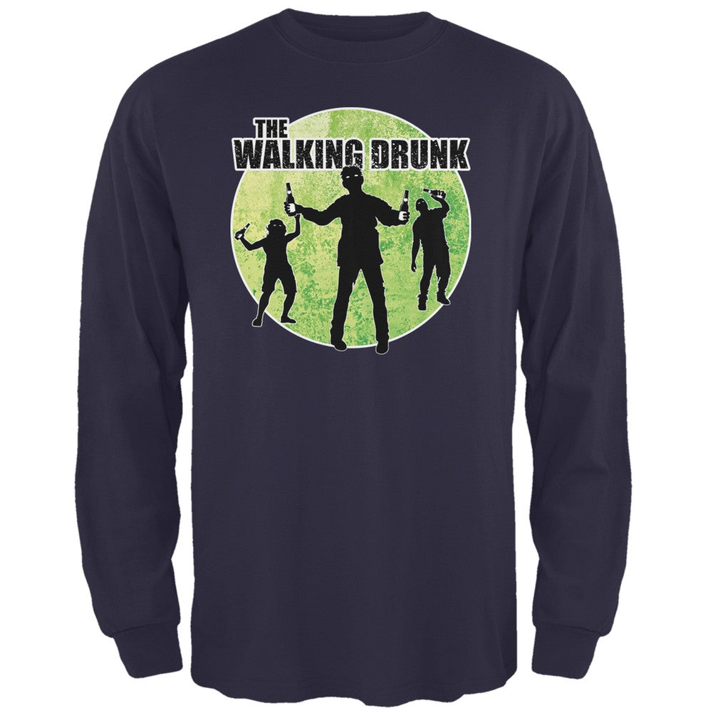 St. Patricks Day - The Walking Drunk Navy Adult Long Sleeve T-Shirt Men's Long Sleeves Old Glory 2XL Blue 