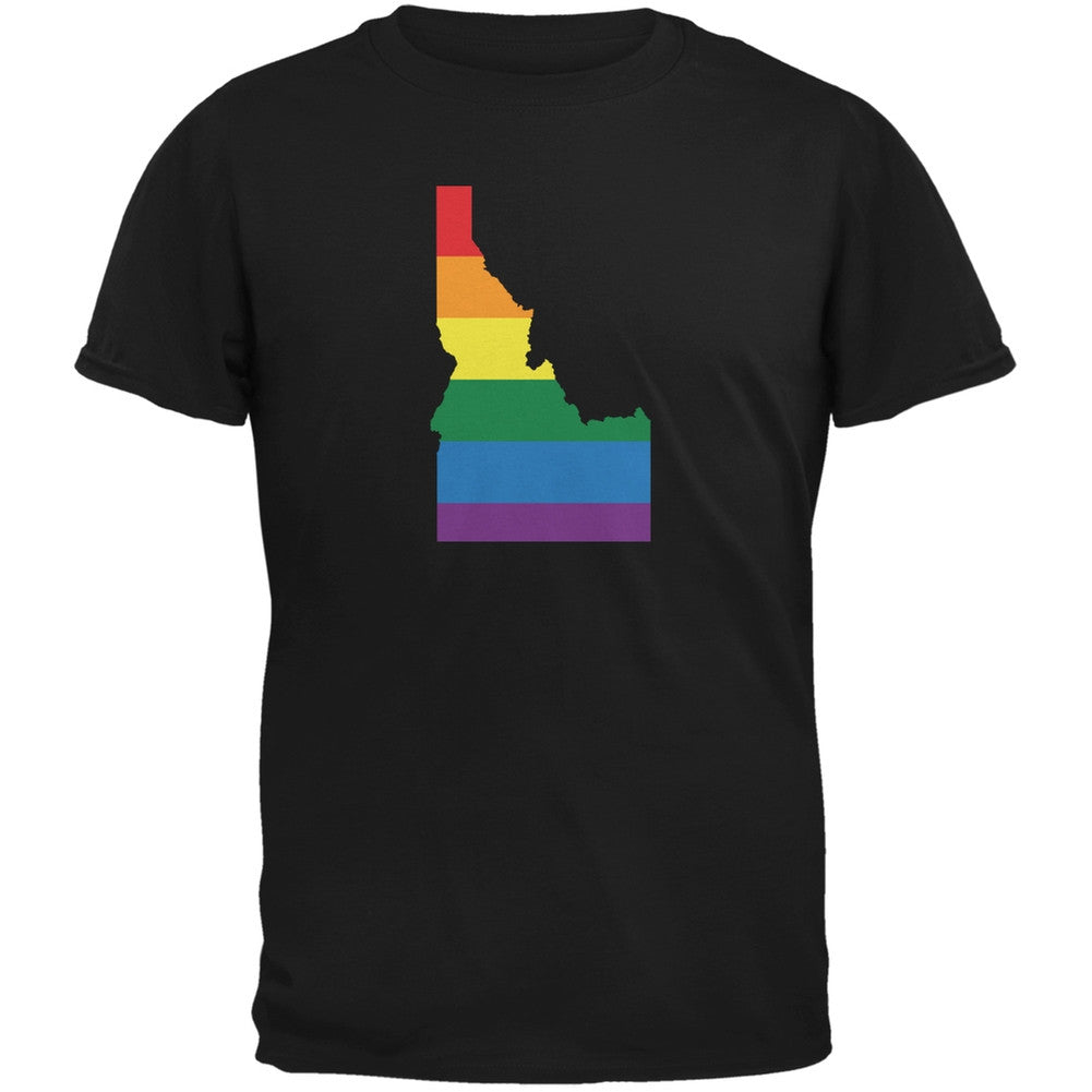 Idaho LGBT Gay Pride Rainbow Black Adult T-Shirt Men's T-Shirts Old Glory 2XL Black 