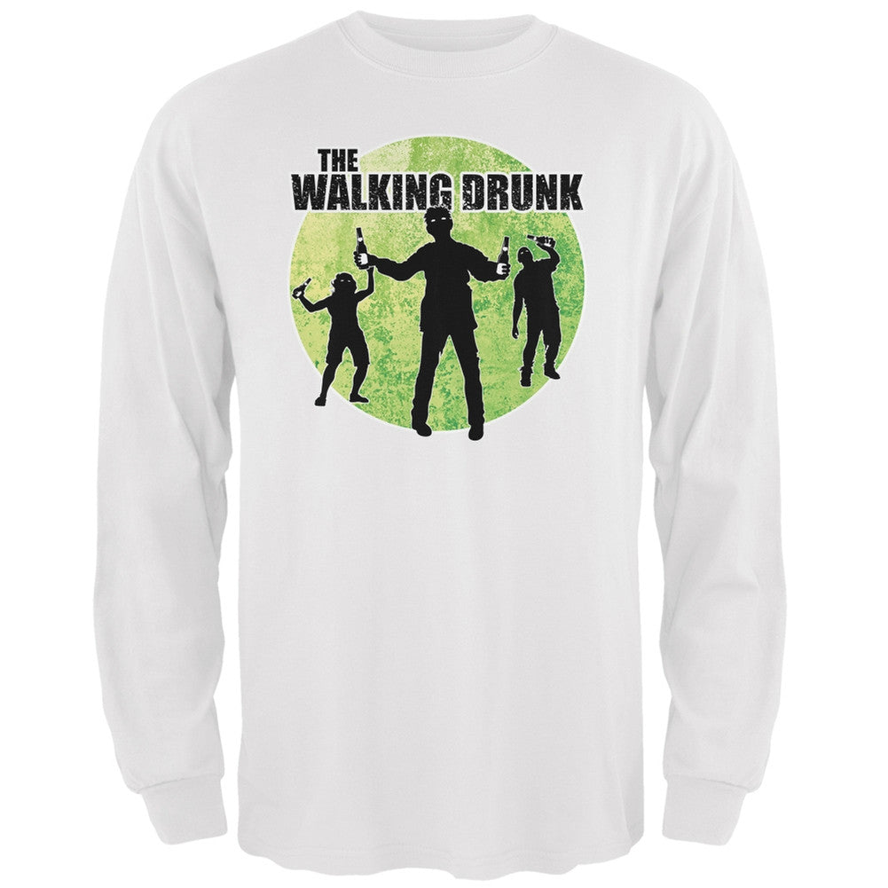 St. Patricks Day - The Walking Drunk White Adult Long Sleeve T-Shirt Men's Long Sleeves Old Glory 2XL White 