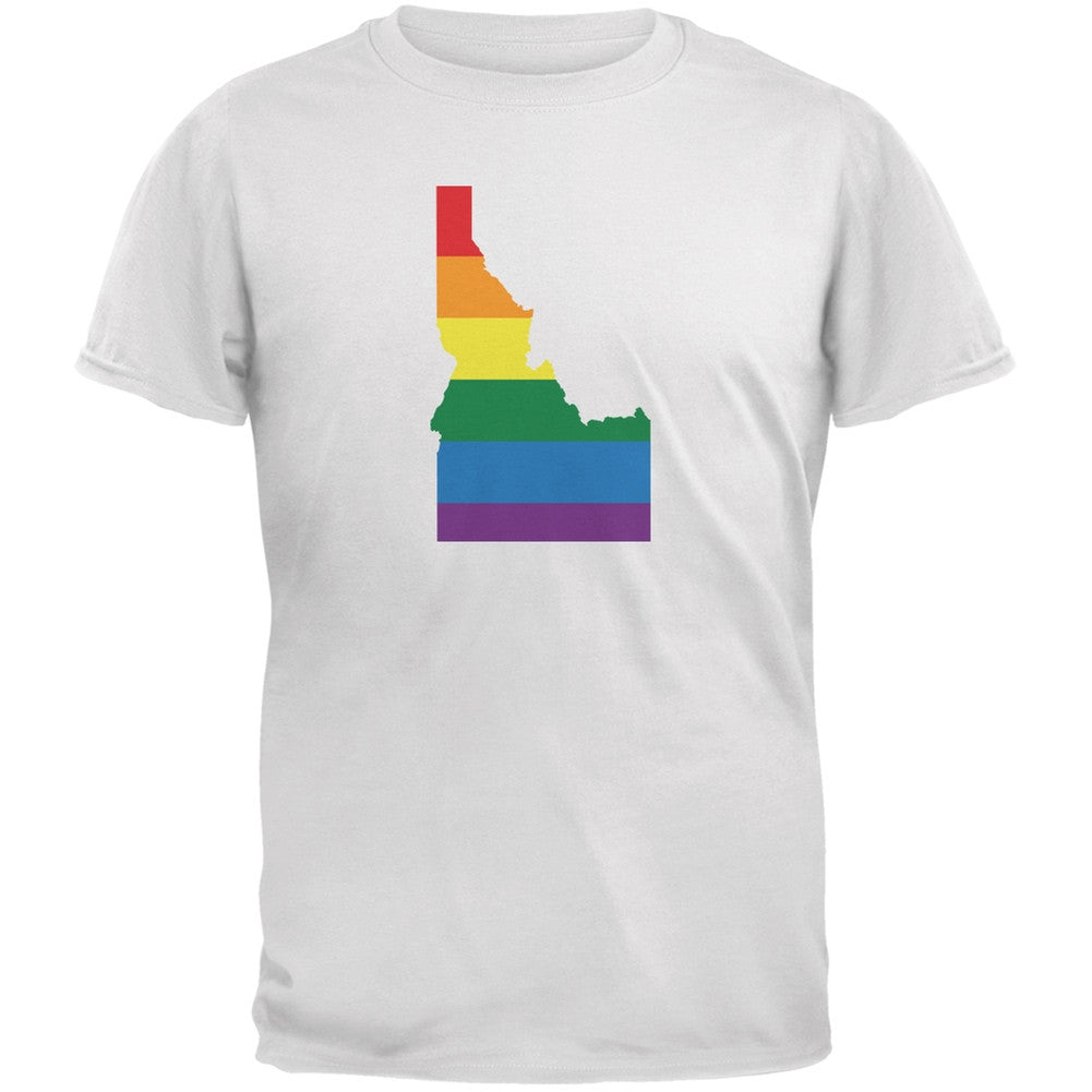 Idaho LGBT Gay Pride Rainbow White Adult T-Shirt Men's T-Shirts Old Glory 2XL White 