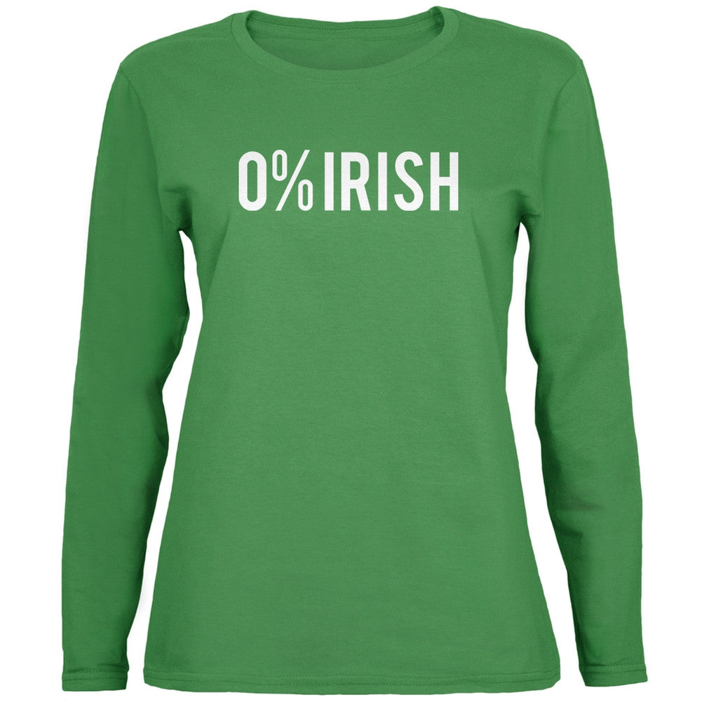 St. Patricks Day - 0% Irish 100% Drunk Green Ladies Long Sleeve T-Shirt Women's Long Sleeves Old Glory 2XL Green 