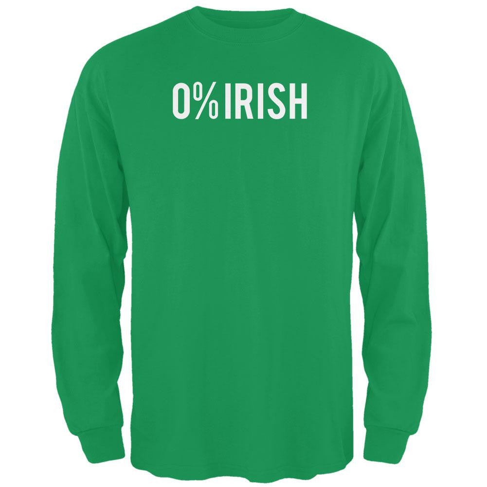 St. Patricks Day - 0% Irish 100% Drunk Irish Green Adult Long Sleeve T-Shirt Men's Long Sleeves Old Glory 2XL Green 