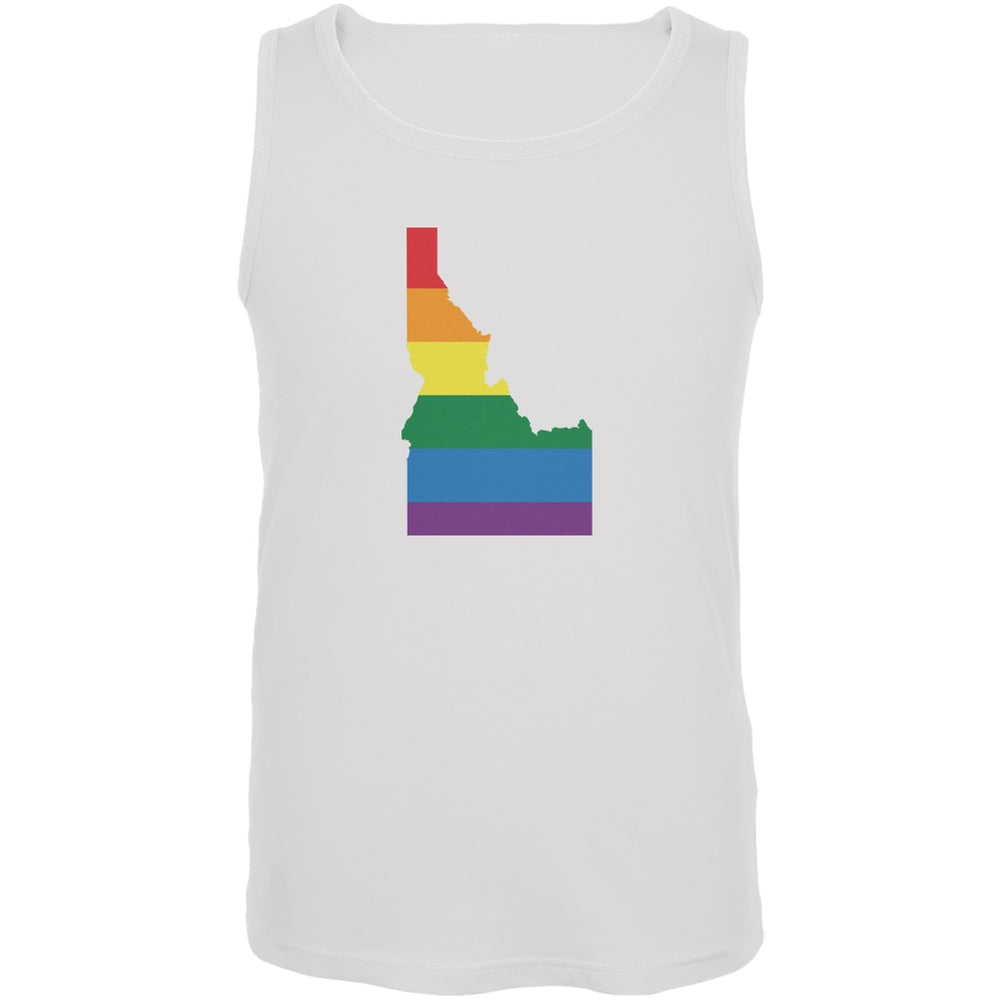 Idaho LGBT Gay Pride Rainbow White Adult Tank Top Men's Tank Tops Old Glory 2XL White 