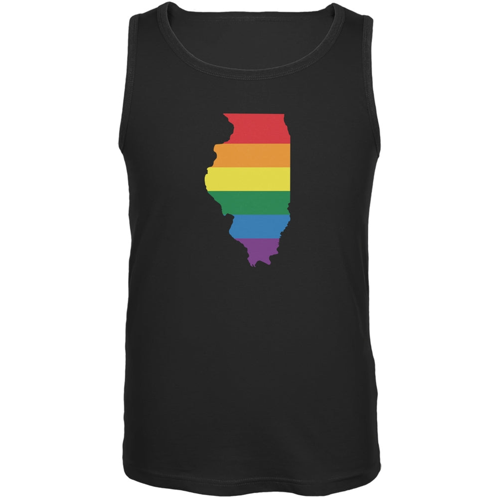 Illinois LGBT Gay Pride Rainbow Black Adult Tank Top Men's Tank Tops Old Glory 2XL Black 