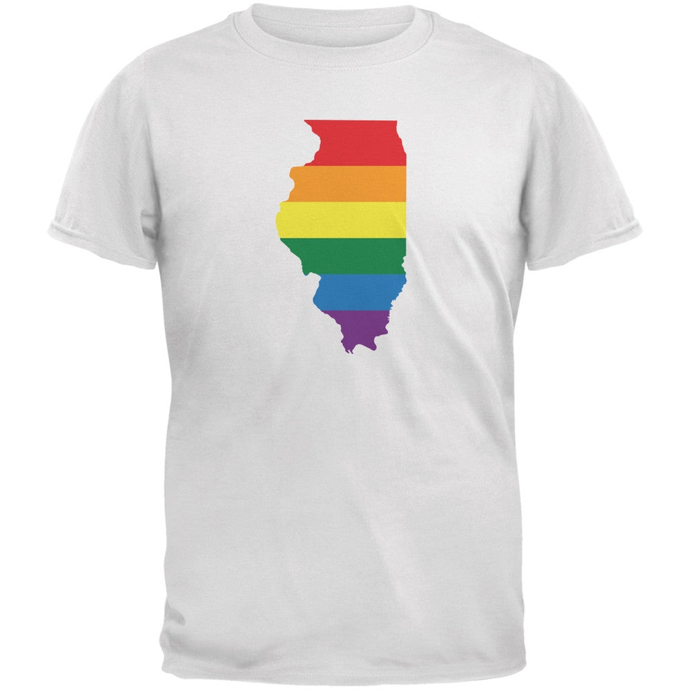 Illinois LGBT Gay Pride Rainbow White Youth T-Shirt Youth T-Shirts Old Glory LG White 