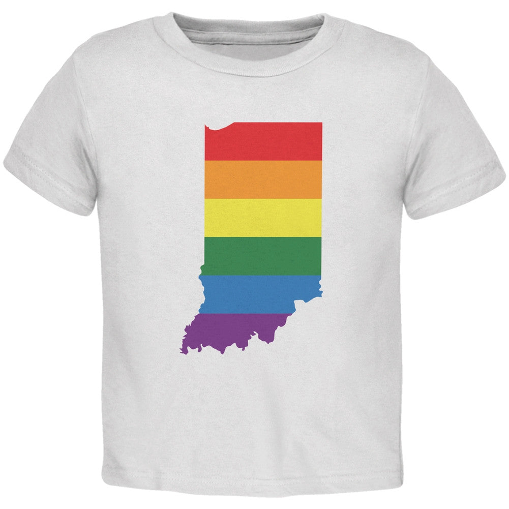 Indiana LGBT Gay Pride Rainbow White Toddler T-Shirt Toddler T-Shirts Old Glory 2T White 