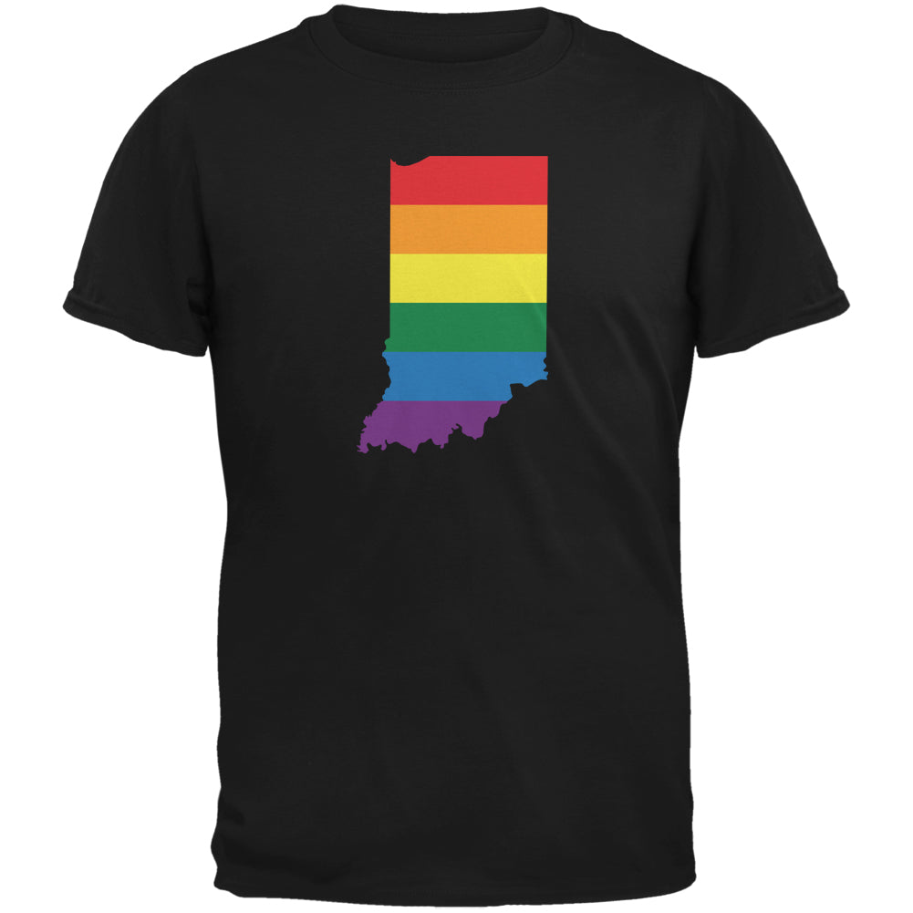 Indiana LGBT Gay Pride Rainbow Black Adult T-Shirt Men's T-Shirts LGBT 2XL Black 