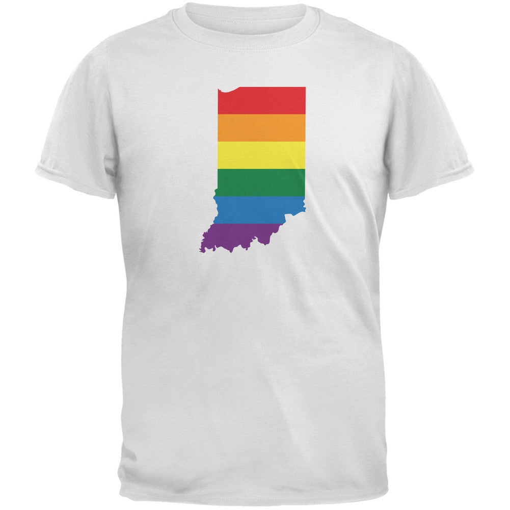 Indiana LGBT Gay Pride Rainbow White Adult T-Shirt Men's T-Shirts Old Glory 2XL White 