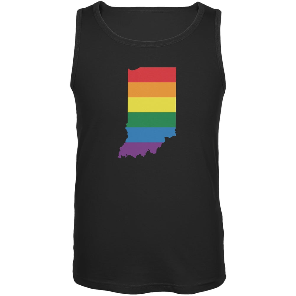 Indiana LGBT Gay Pride Rainbow Black Adult Tank Top Men's Tank Tops Old Glory 2XL Black 