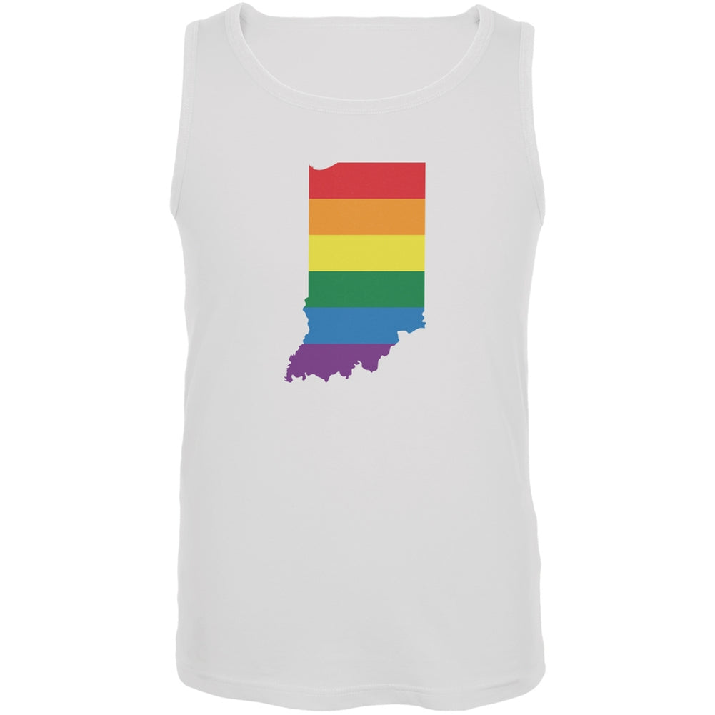 Indiana LGBT Gay Pride Rainbow White Adult Tank Top Men's Tank Tops Old Glory 2XL White 