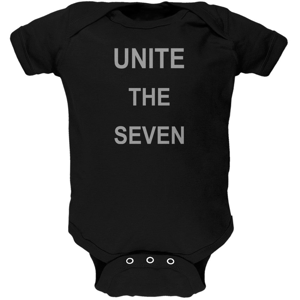 Unite the Seven Super Hero Geek Black Soft Baby One Piece Baby One Piece Old Glory 0-3M Black 