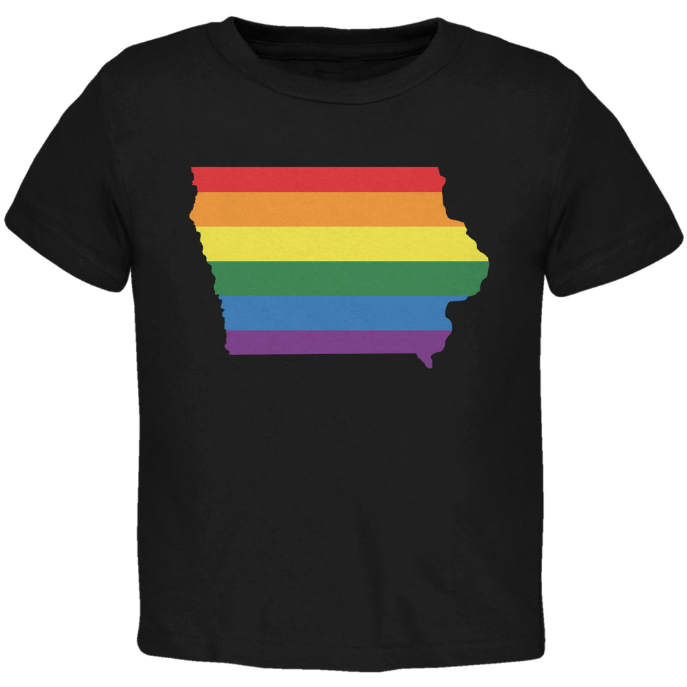 Iowa LGBT Gay Pride Rainbow Black Toddler T-Shirt Toddler T-Shirts LGBT 2T Black 