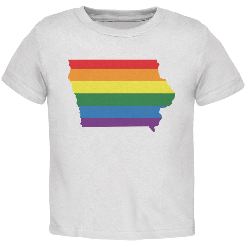 Iowa LGBT Gay Pride Rainbow White Toddler T-Shirt Toddler T-Shirts Old Glory 2T White 