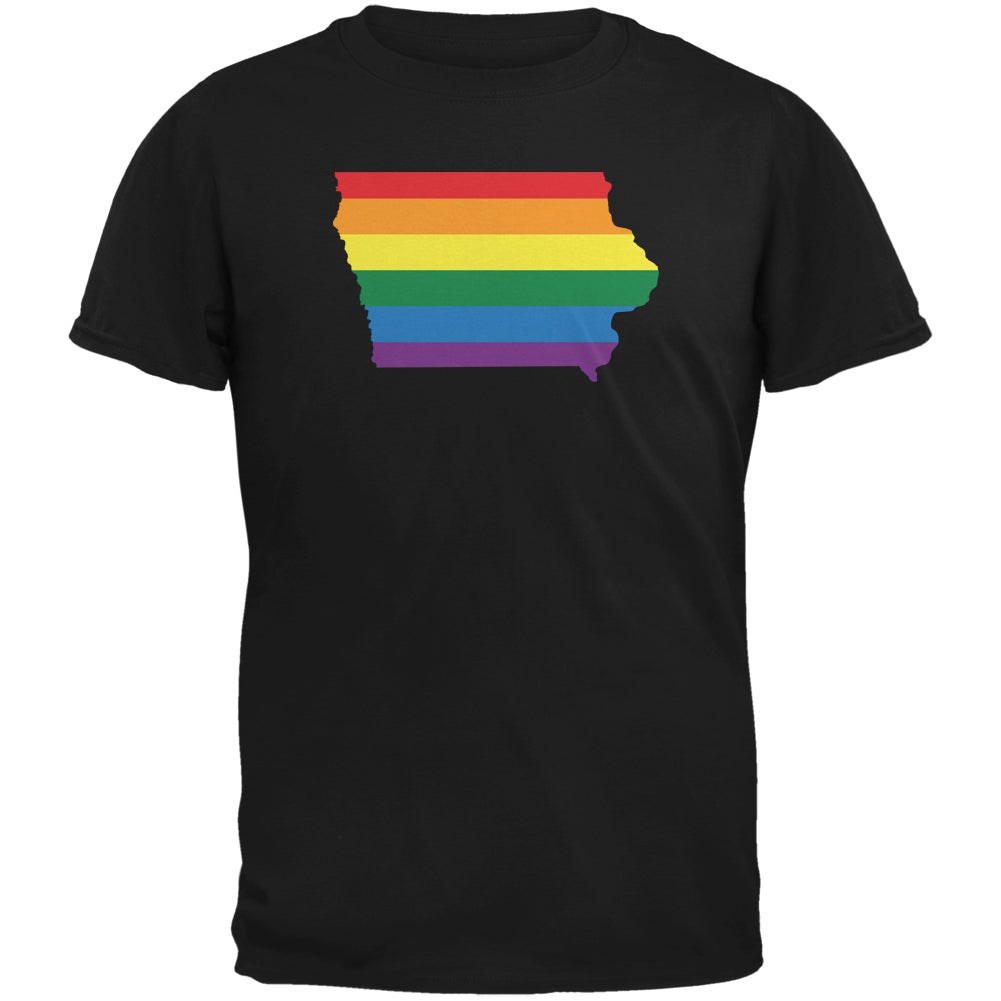 Iowa LGBT Gay Pride Rainbow Black Adult T-Shirt Men's T-Shirts LGBT 2XL Black 