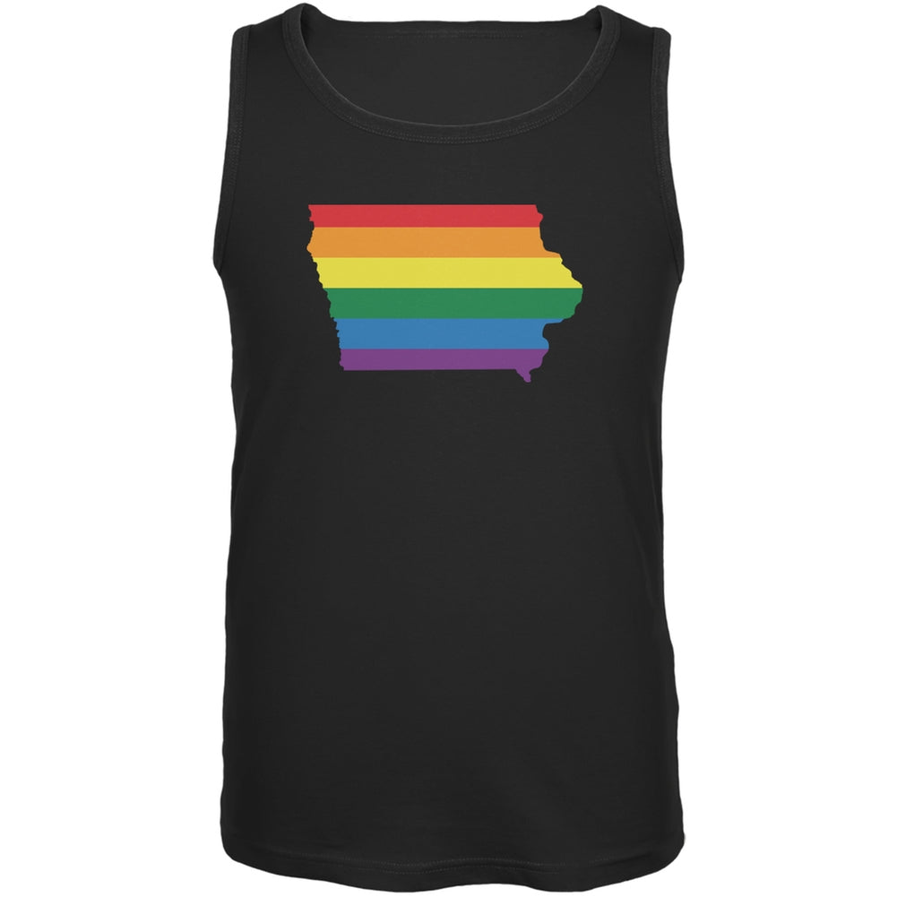 Iowa LGBT Gay Pride Rainbow Black Adult Tank Top Men's Tank Tops Old Glory 2XL Black 