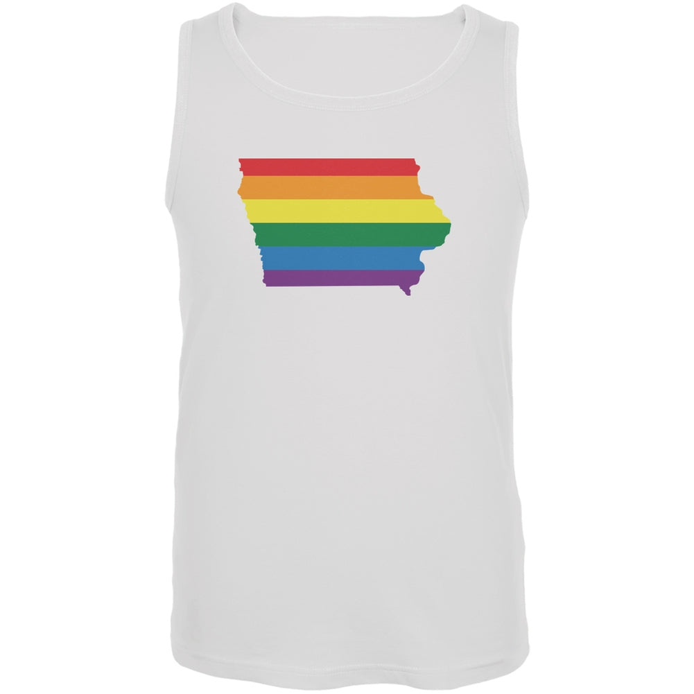 Iowa LGBT Gay Pride Rainbow White Adult Tank Top Men's Tank Tops Old Glory 2XL White 