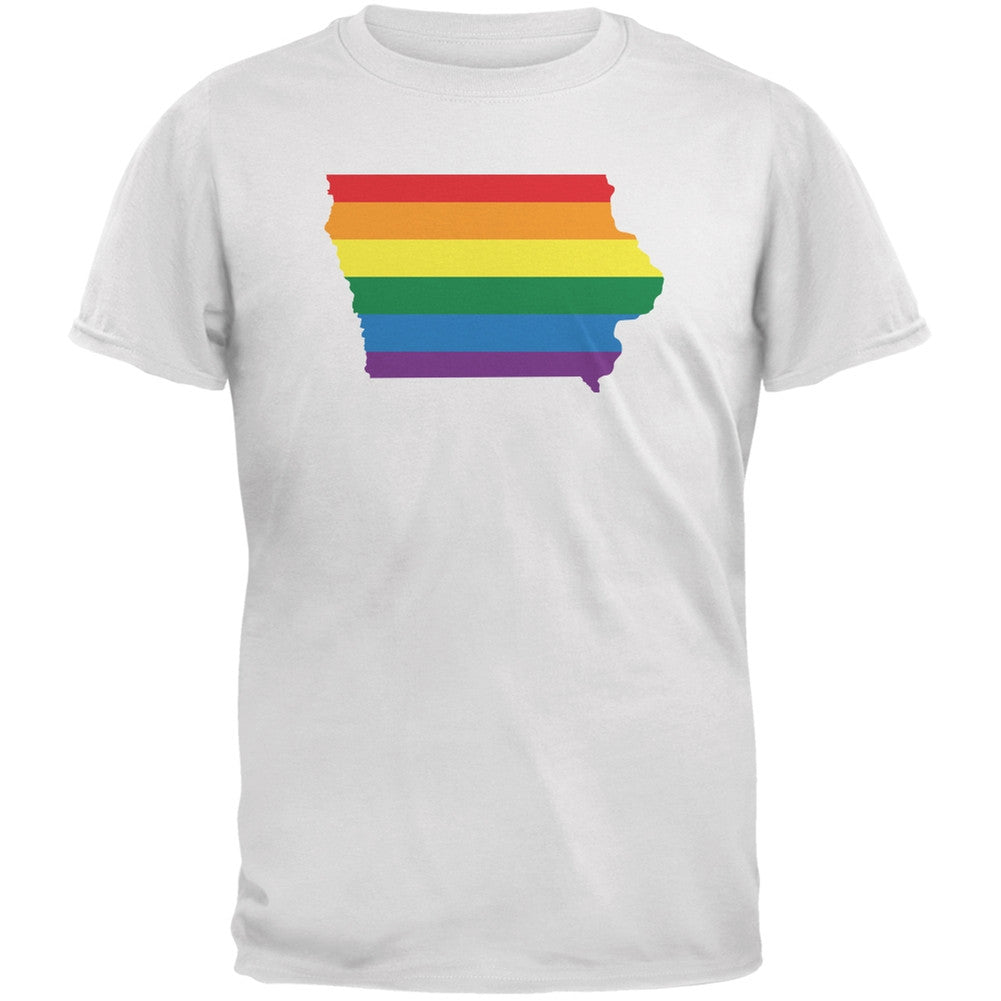 Iowa LGBT Gay Pride Rainbow White Youth T-Shirt Youth T-Shirts Old Glory LG White 