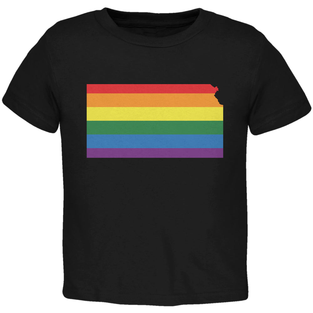 Kansas LGBT Gay Pride Rainbow Black Toddler T-Shirt Toddler T-Shirts LGBT 2T Black 