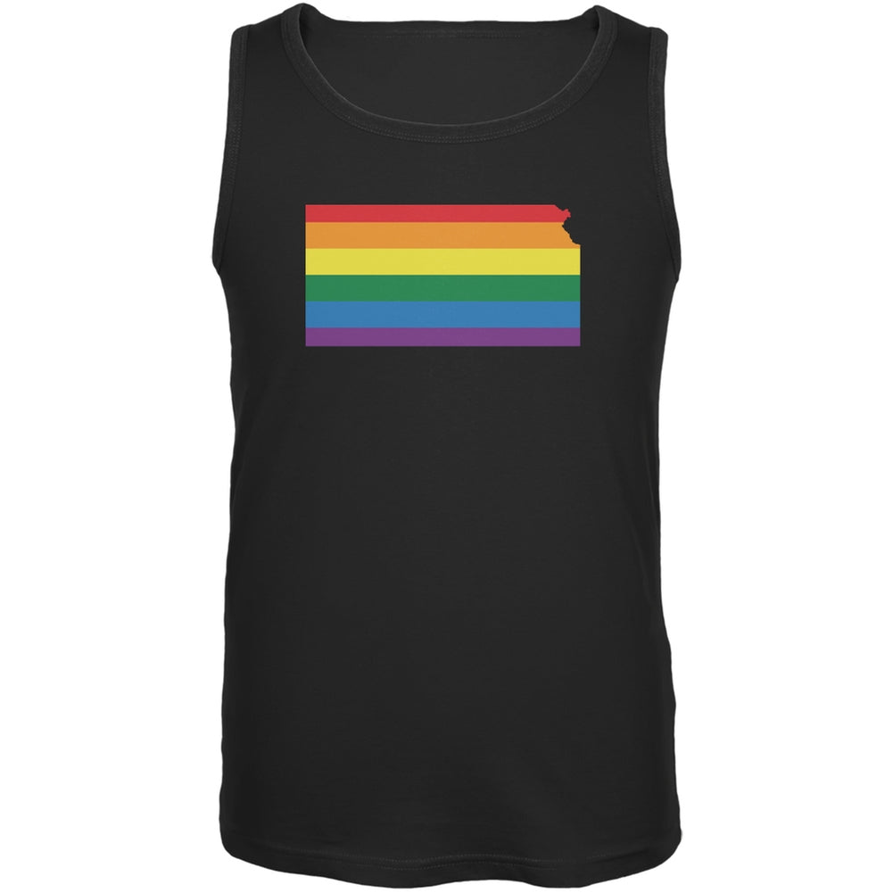 Kansas LGBT Gay Pride Rainbow Black Adult Tank Top Men's Tank Tops Old Glory 2XL Black 