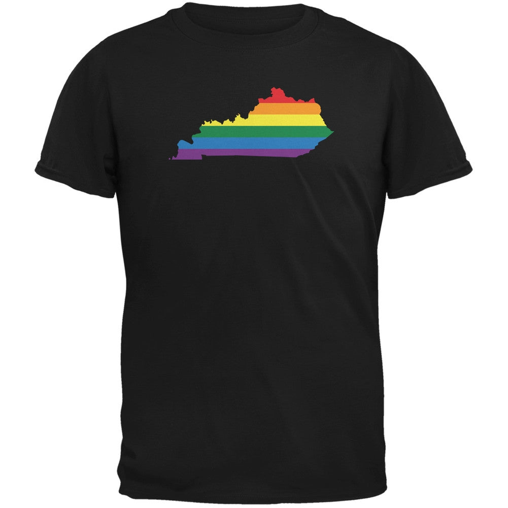 Kentucky LGBT Gay Pride Rainbow Black Adult T-Shirt Men's T-Shirts Old Glory 2XL Black 