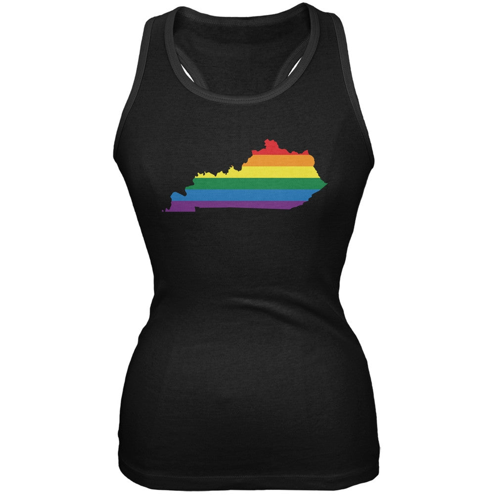 Kentucky LGBT Lesbian Pride Rainbow Black Juniors Soft Tank Top Juniors Tank Tops Old Glory 2XL Black 