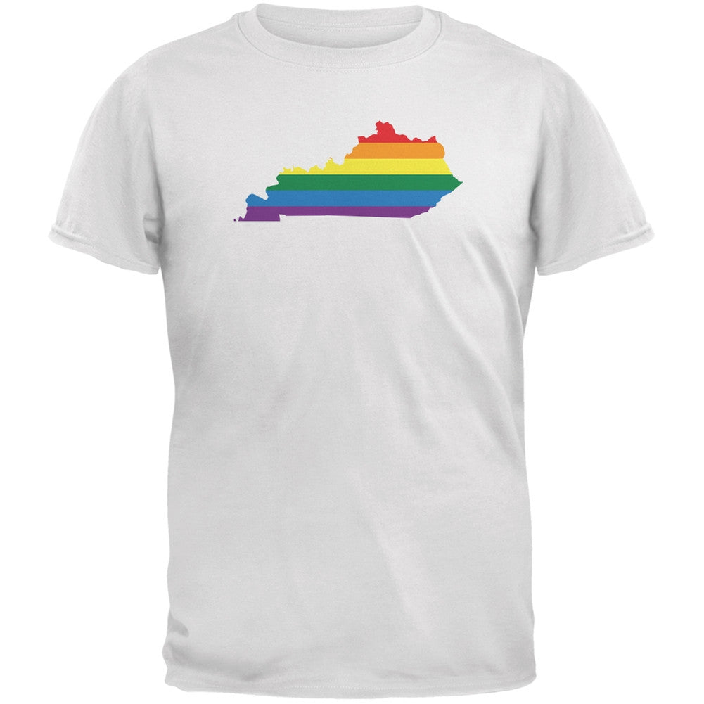 Kentucky LGBT Gay Pride Rainbow White Adult T-Shirt Men's T-Shirts Old Glory 2XL White 