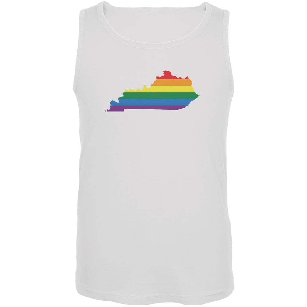 Kentucky LGBT Gay Pride Rainbow White Adult Tank Top Men's Tank Tops Old Glory 2XL White 