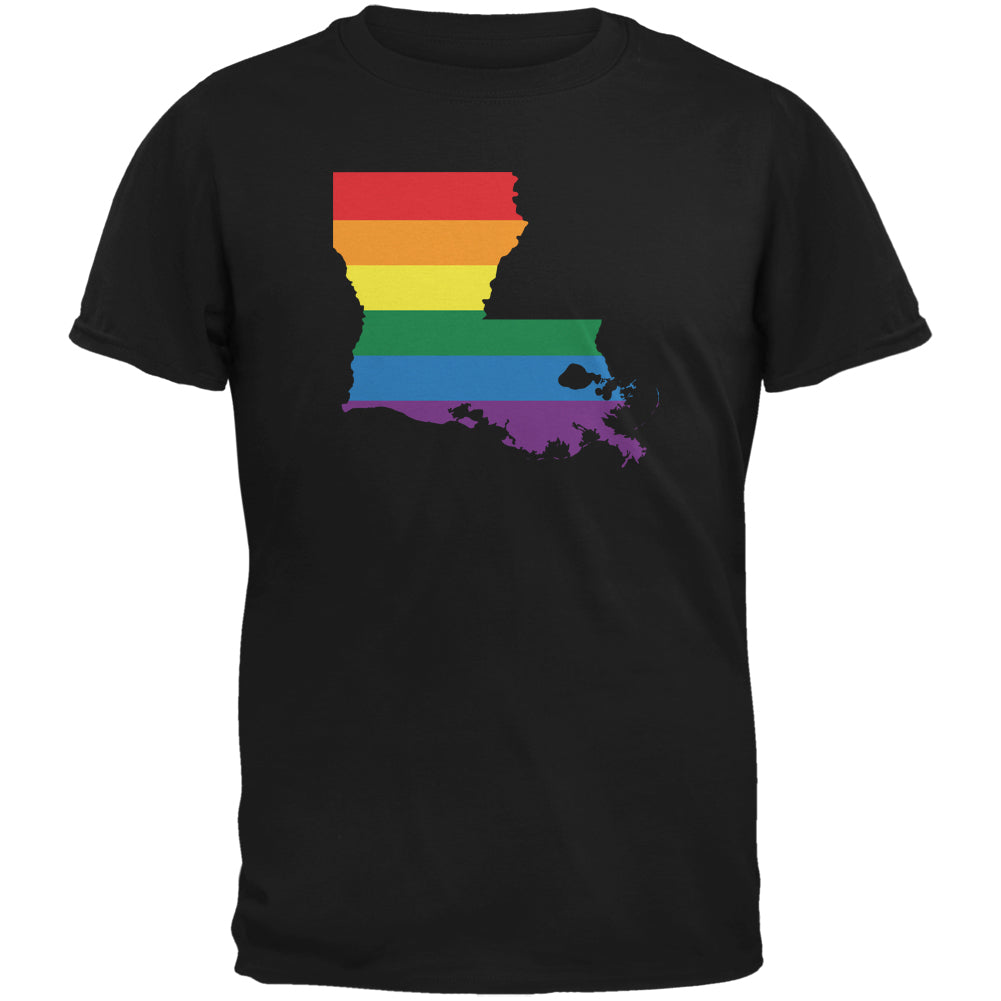 Louisiana LGBT Gay Pride Rainbow Black Adult T-Shirt Men's T-Shirts LGBT 2XL Black 