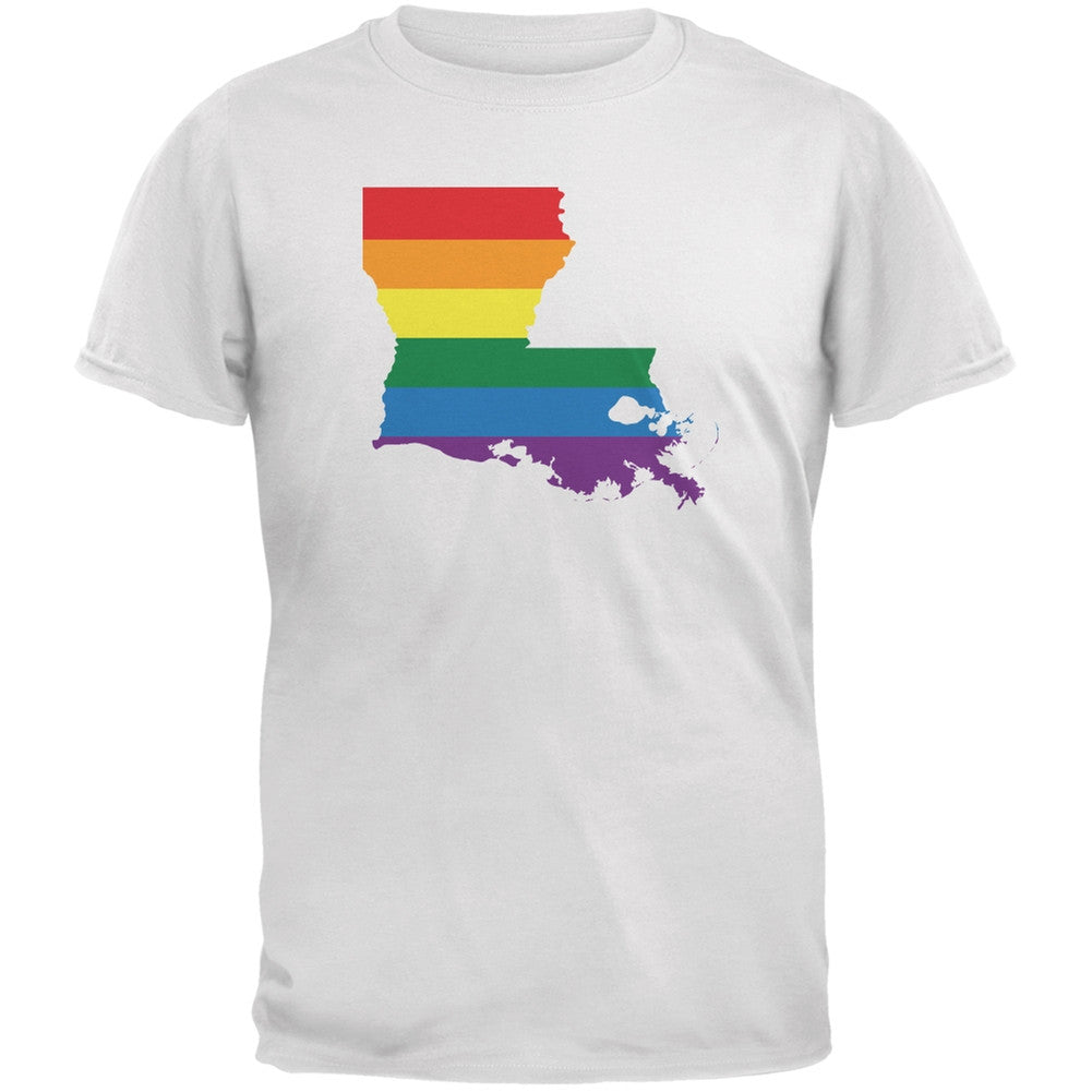 Louisiana LGBT Gay Pride Rainbow White Adult T-Shirt Men's T-Shirts Old Glory 2XL White 