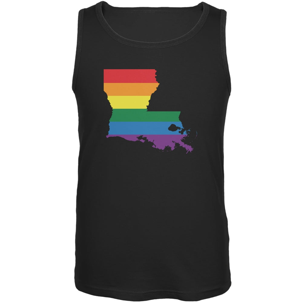 Louisiana LGBT Gay Pride Rainbow Black Adult Tank Top Men's Tank Tops Old Glory 2XL Black 