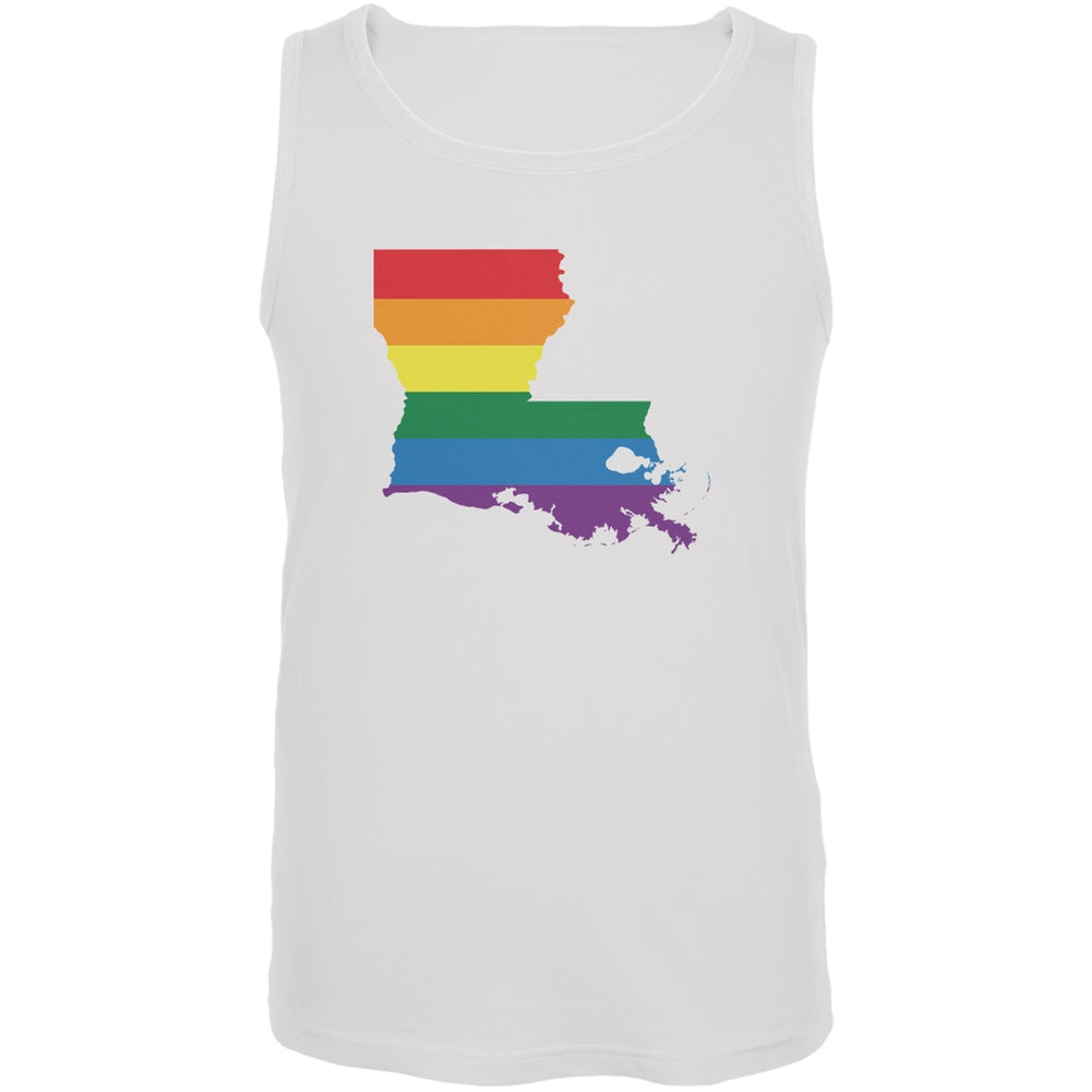 Louisiana LGBT Gay Pride Rainbow White Adult Tank Top Men's Tank Tops Old Glory 2XL White 