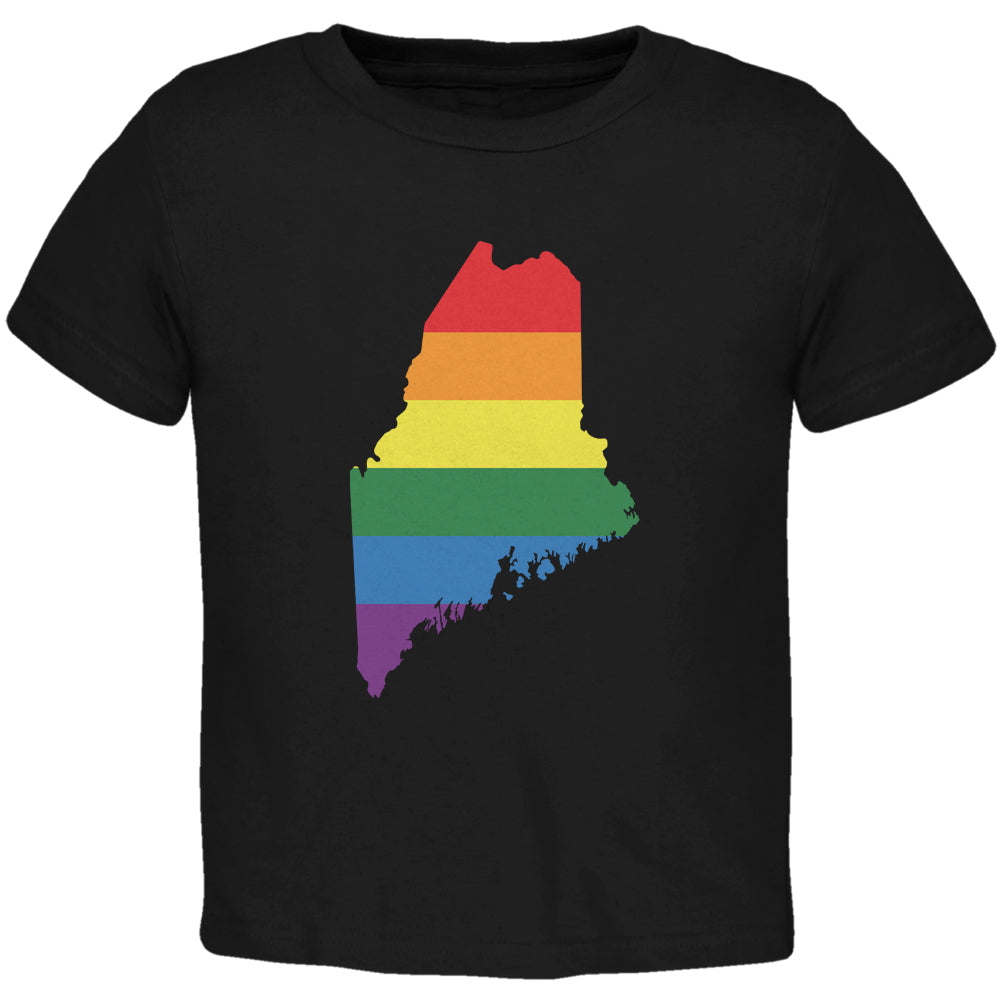 Maine LGBT Gay Pride Rainbow Black Toddler T-Shirt Toddler T-Shirts LGBT 2T Black 