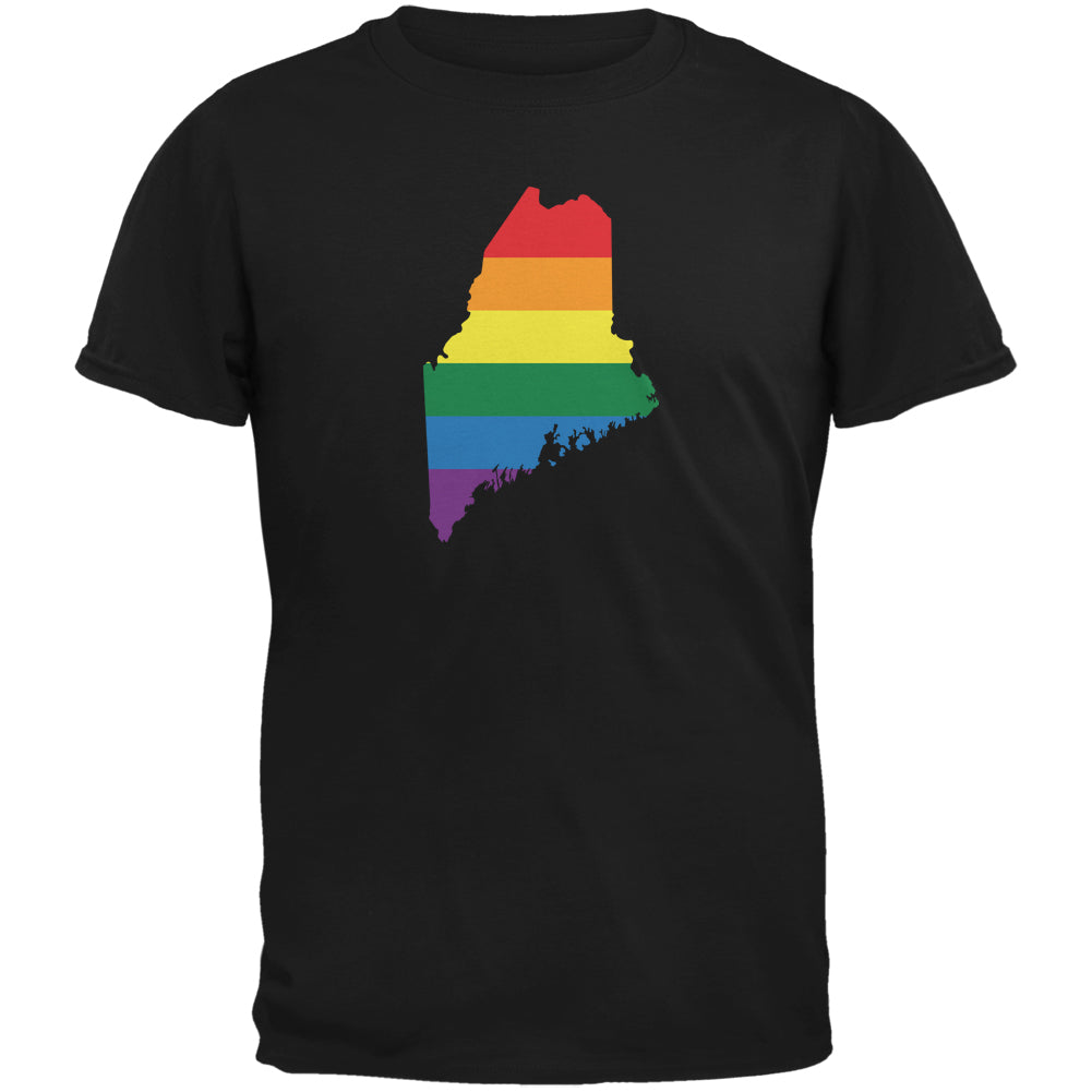 Maine LGBT Gay Pride Rainbow Black Adult T-Shirt Men's T-Shirts LGBT 2XL Black 