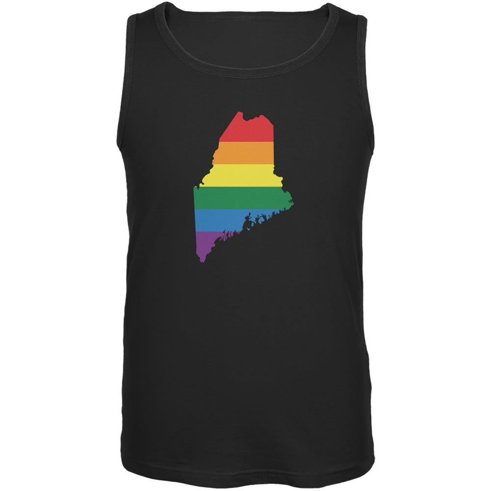 Maine LGBT Gay Pride Rainbow Black Adult Tank Top Men's Tank Tops Old Glory 2XL Black 