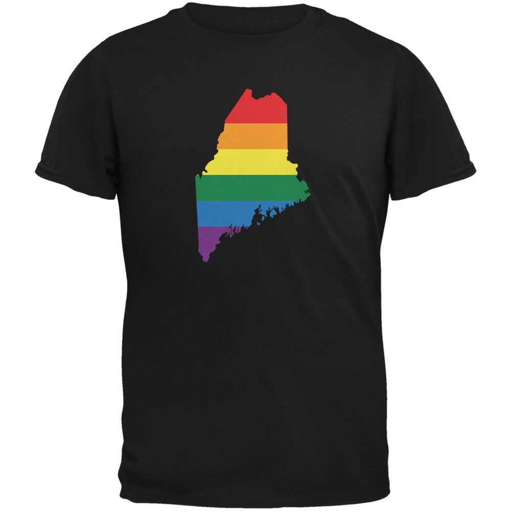 Maine LGBT Gay Pride Rainbow Black Youth T-Shirt Youth T-Shirts Old Glory LG Black 