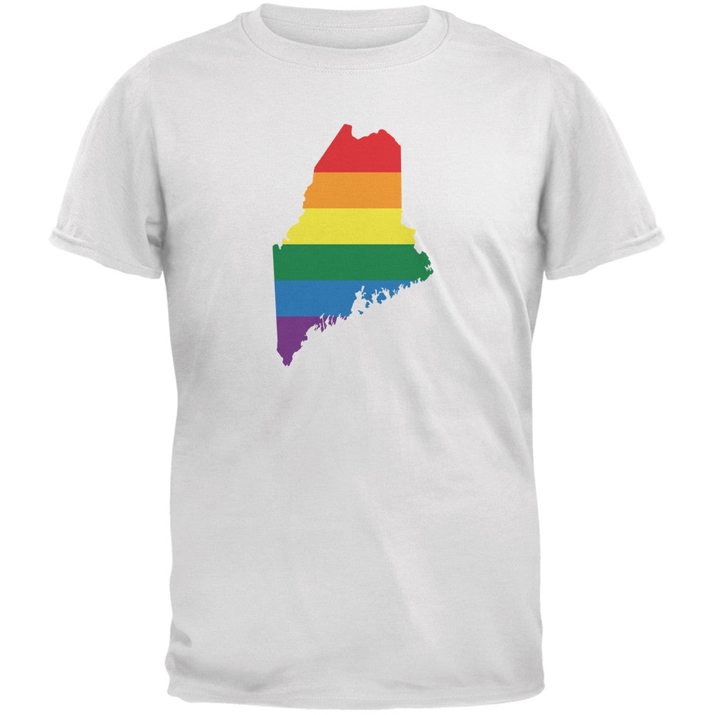 Maine LGBT Gay Pride Rainbow White Youth T-Shirt Youth T-Shirts Old Glory LG White 