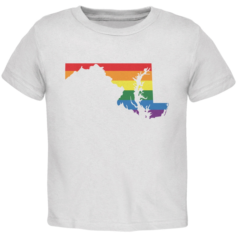 Maryland LGBT Gay Pride Rainbow White Toddler T-Shirt Toddler T-Shirts Old Glory 2T White 