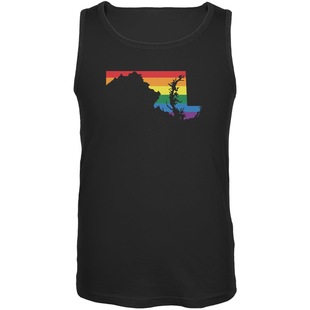 Maryland LGBT Gay Pride Rainbow Black Adult Tank Top Men's Tank Tops Old Glory 2XL Black 