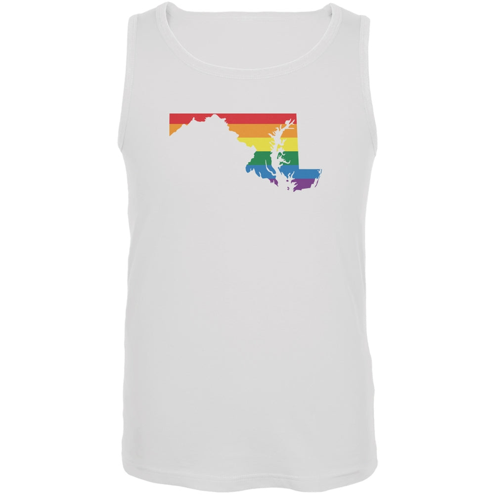 Maryland LGBT Gay Pride Rainbow White Adult Tank Top Men's Tank Tops Old Glory 2XL White 