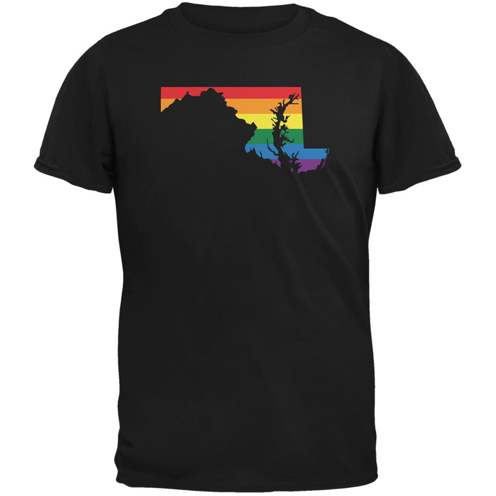 Maryland LGBT Gay Pride Rainbow Black Youth T-Shirt Youth T-Shirts Old Glory LG Black 